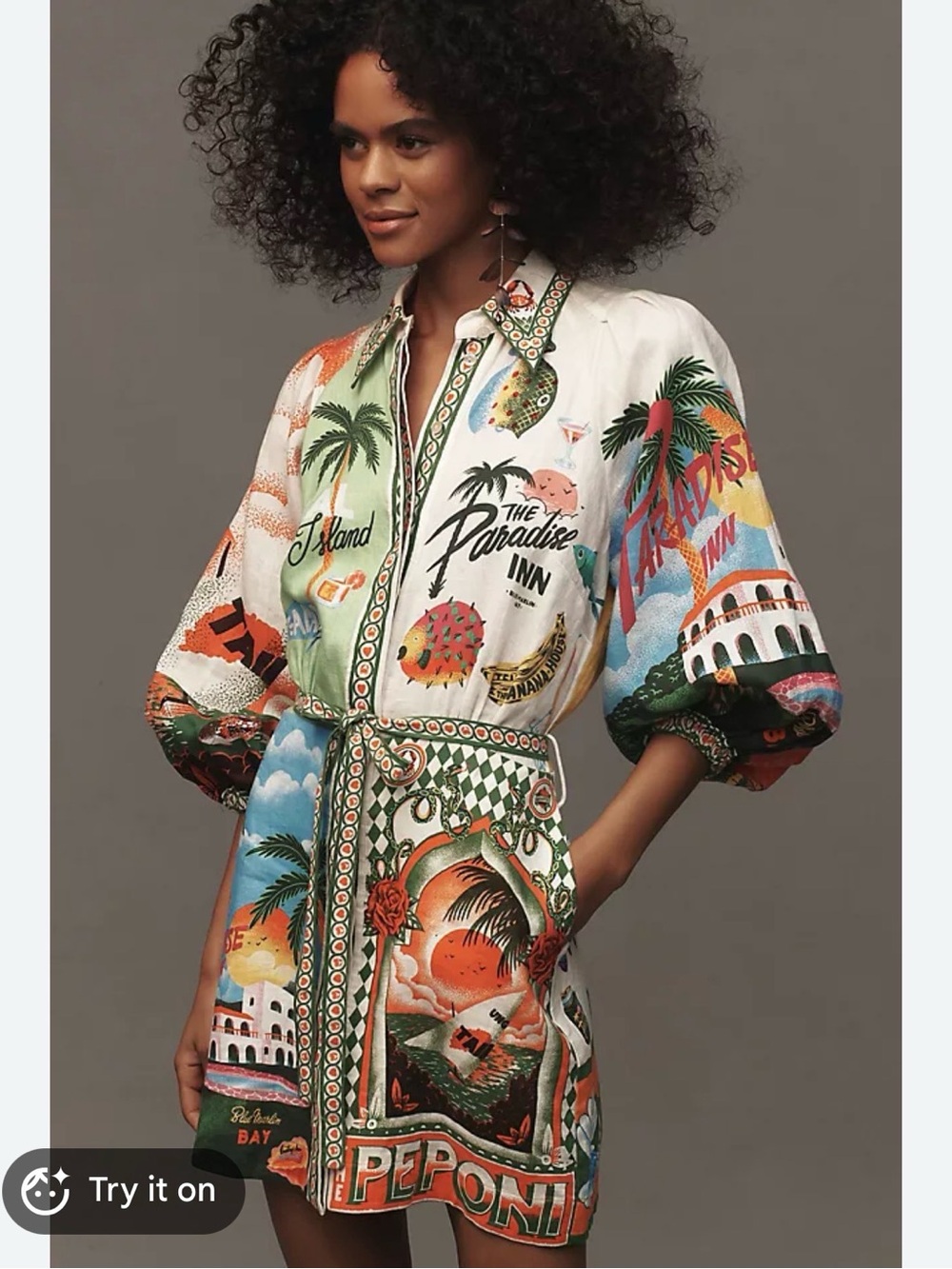 Bright Tropical Print women’s dress in Blue & Orange